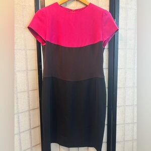 LOUIS FERAUD Vintage Virgin Wool Colorblock Lined Sheath Pencil Dress